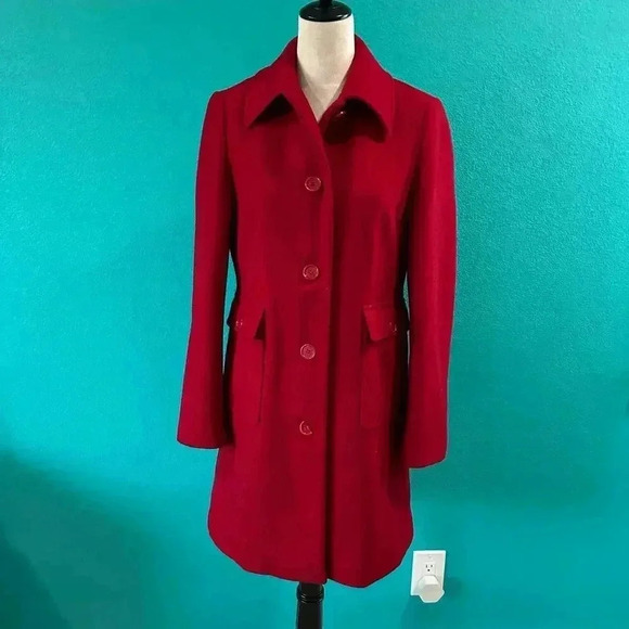 J. Crew Double Cloth Lady Day Metro Wool Coat in Red Flame Outdoor Womens Size 8 - Picture 2 of 7